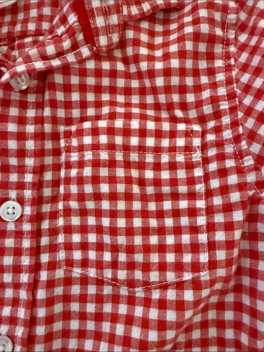 Cat & Jack Red and White Gingham Button-Down Shirt